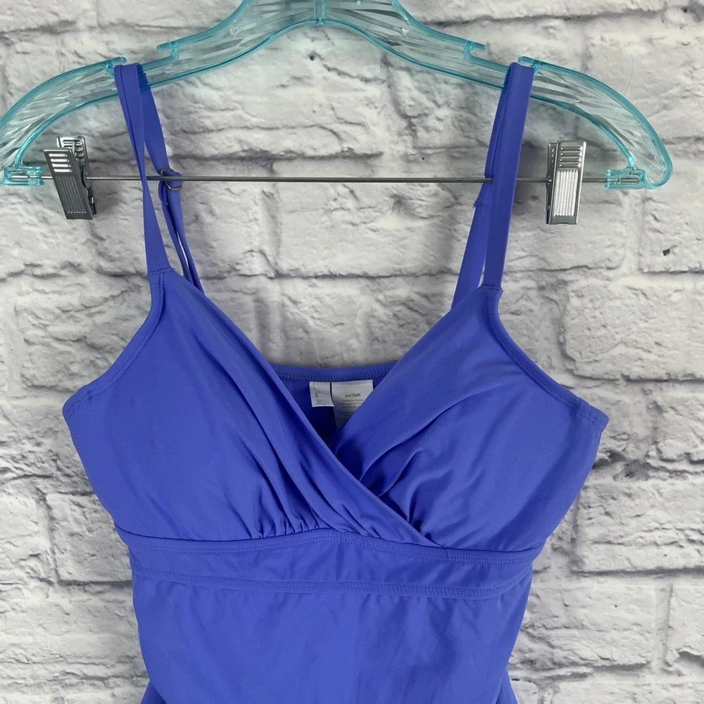 Ann Cole Ruched Underwire Periwinkle Blue Tankini Top 36B/34C Beach Vacation